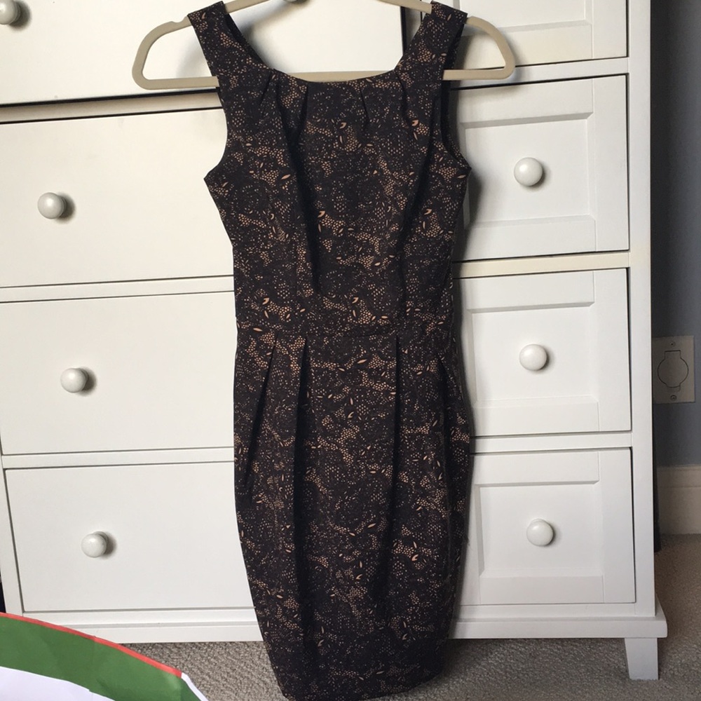 Black Lace Patterned High Neck Dress